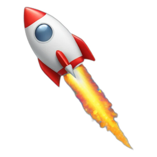 A rocket blasting off with confetti and a party popper sticker