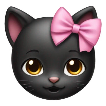 Cute black baby girl kitty with a small pink bow on her head sticker