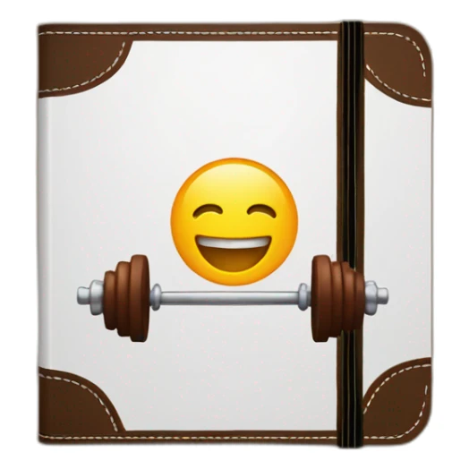 Fitness Journal with dumbbell icon on cover and leather texture sticker