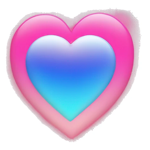Gradient pink and blue heat with letters “RH” inside the heart sticker