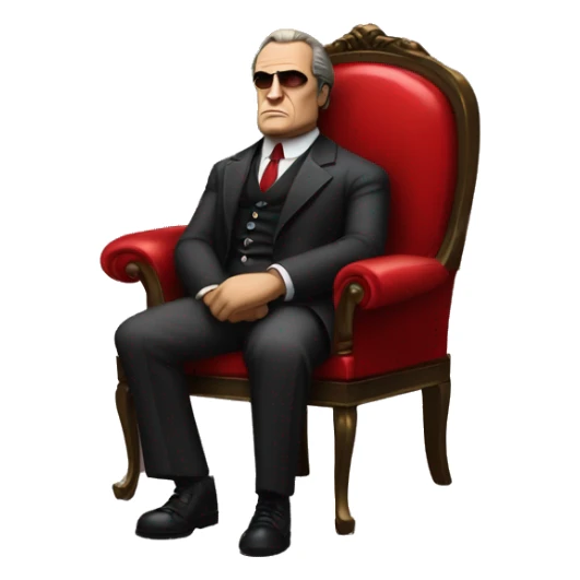 vito corleone as a mafia boss sitting on a red chair sticker