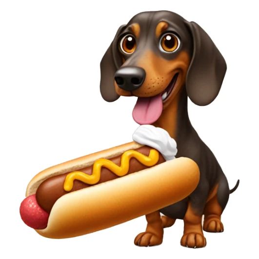 Weiner dog with a hotdog costume eating ice cream sticker