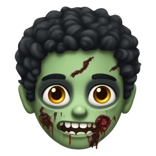 Zombie boy with black curly hair sticker