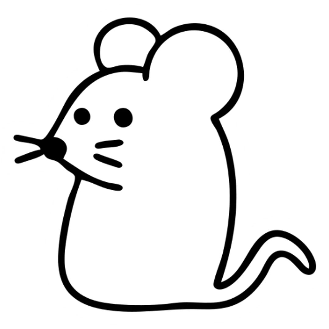 Simple mouse icon with round ears and whiskers sticker
