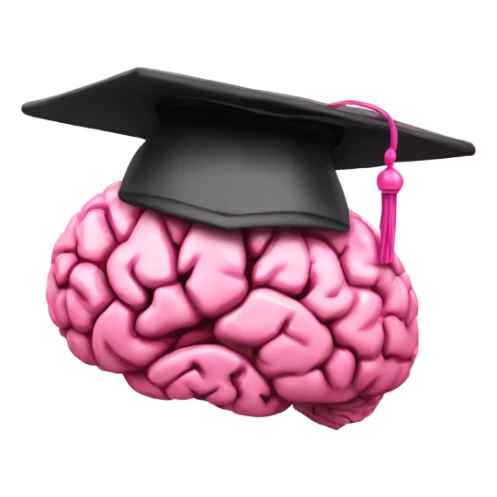 digital brain a pink graduation hat, do not humanize the brain sticker