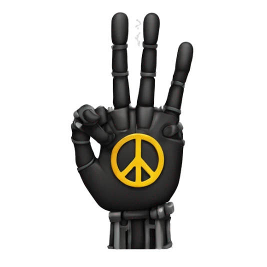 black robotic peace sign hand sticker