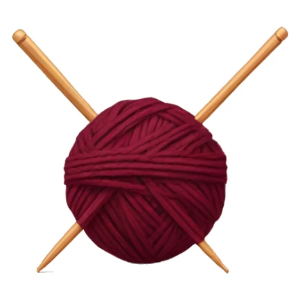 burgundy ball of thread with knitting needles sticker