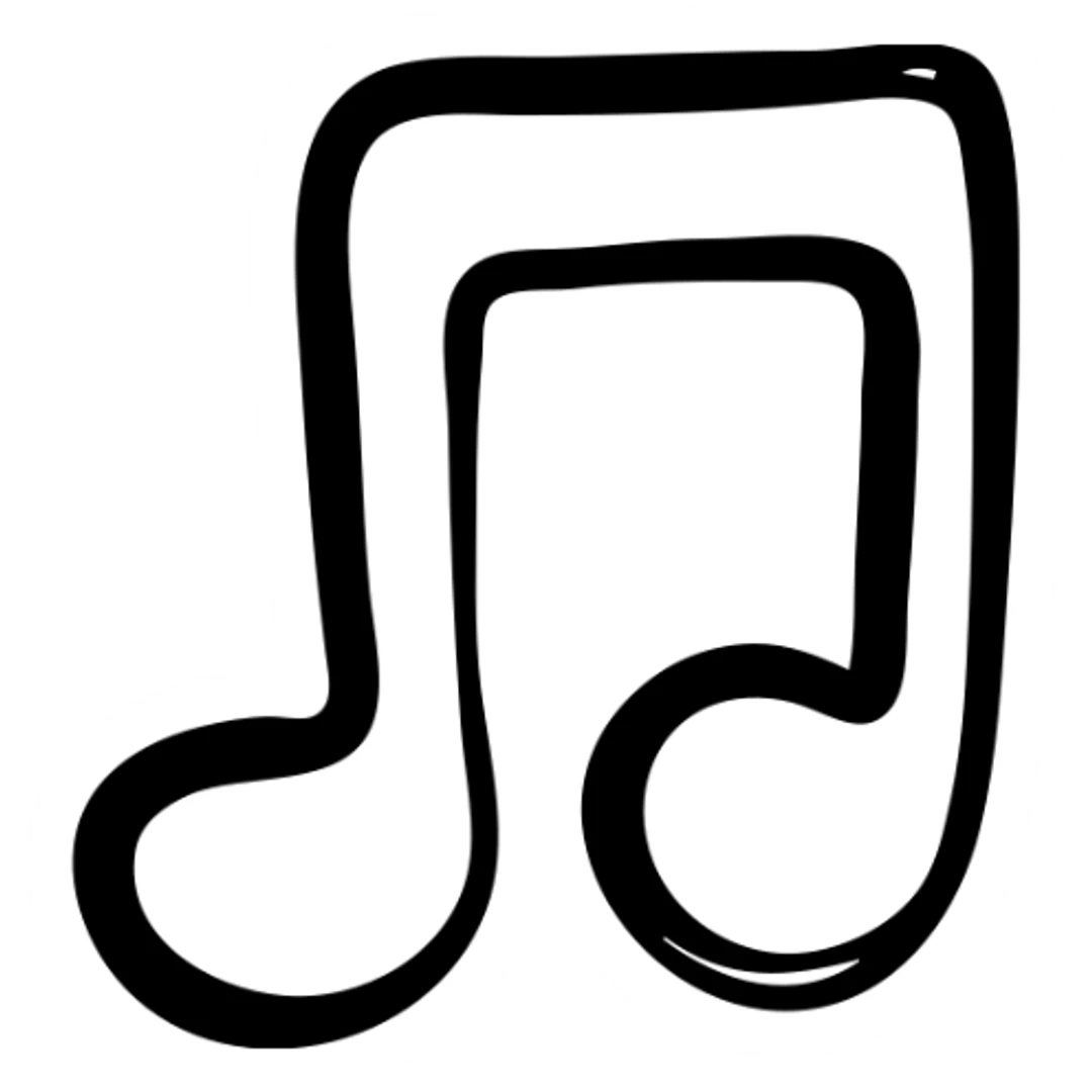 music icon, hand drawn black outlined style sticker
