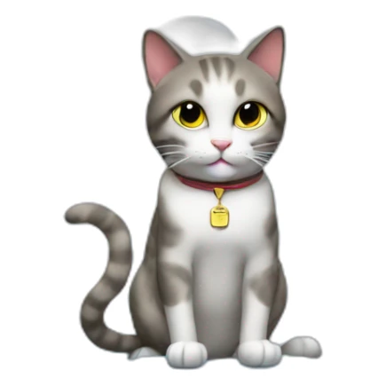 cat secretary sitting on top of the cloud sticker