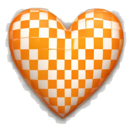 Orange and white checkered heart sticker