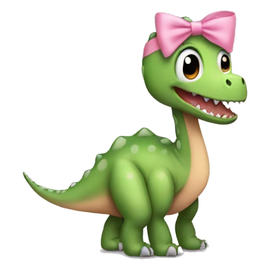 Dinosaur with a baby pink bow on sticker