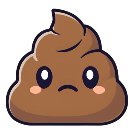 frowning poop cartoon sticker sticker