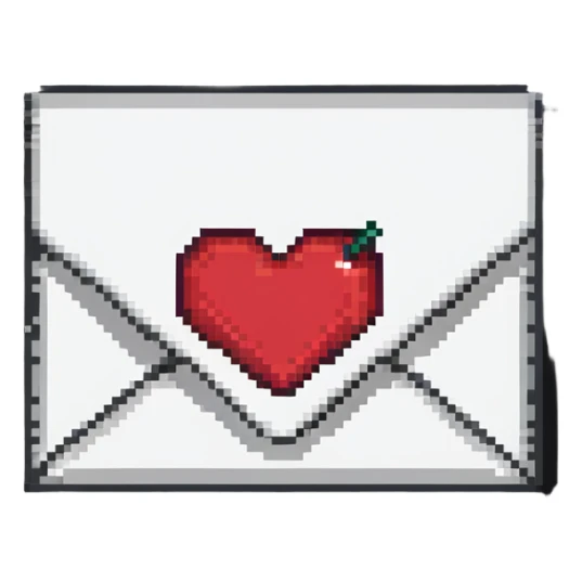 Pixelated love letter with a heart seal sticker