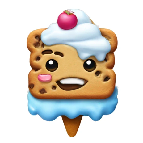 Ice cream cookie sandwich with face  sticker