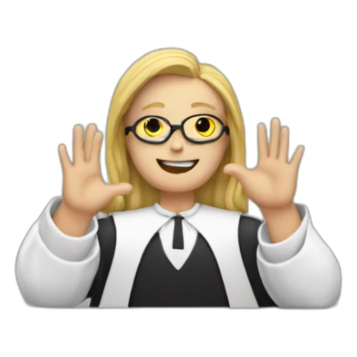 judge shows heart with hands sticker