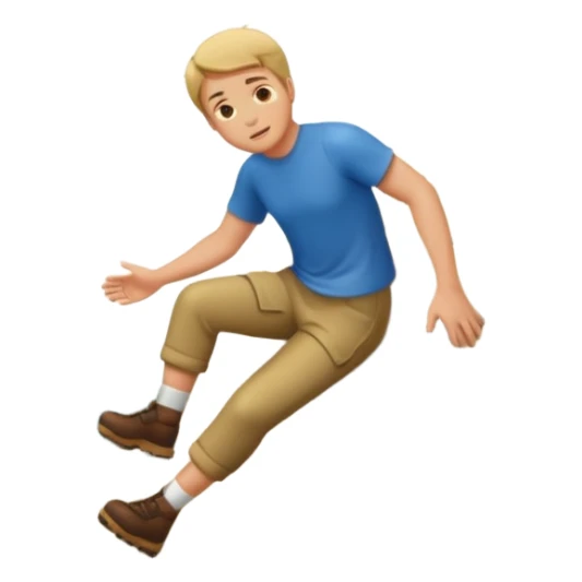 apple style emoji of a man slipping and falling down a mountain sticker
