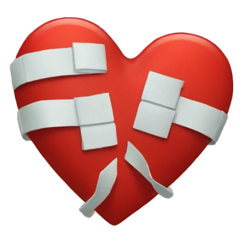 broken red heart with bandages around it sticker