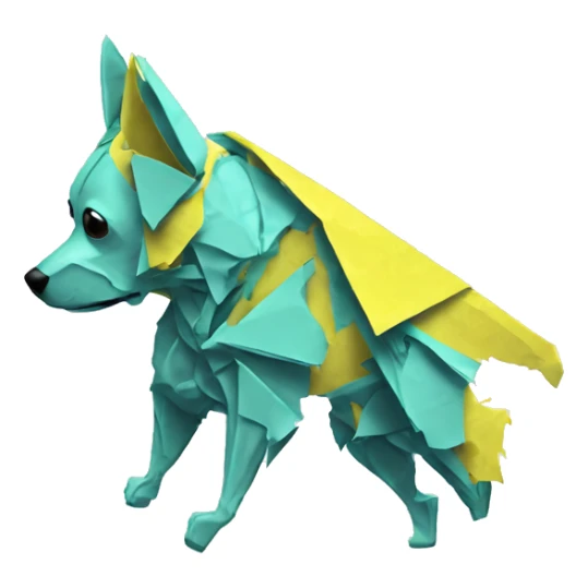 Ripped torn up broken shredded neon origami dog falling to pieces sticker