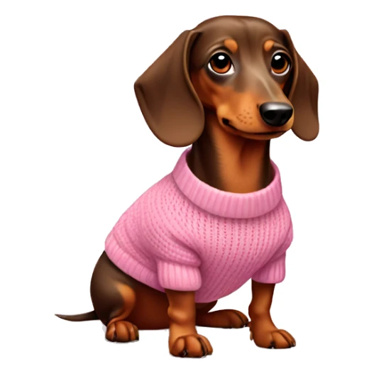 Brown and tan Dachshund wearing a pink sweater sticker