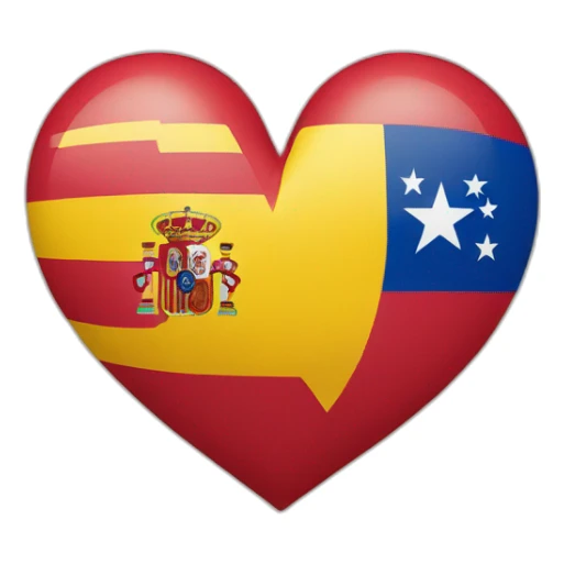 Heart with Spain flag and Venezuela flag sticker