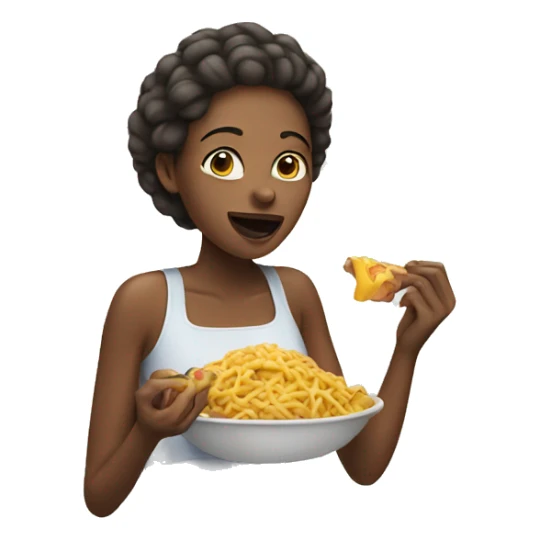 Woman eating food sticker