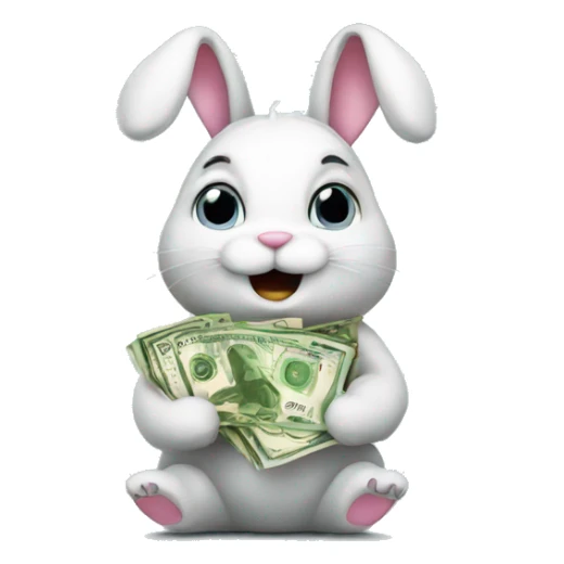 Bunny holding money sticker