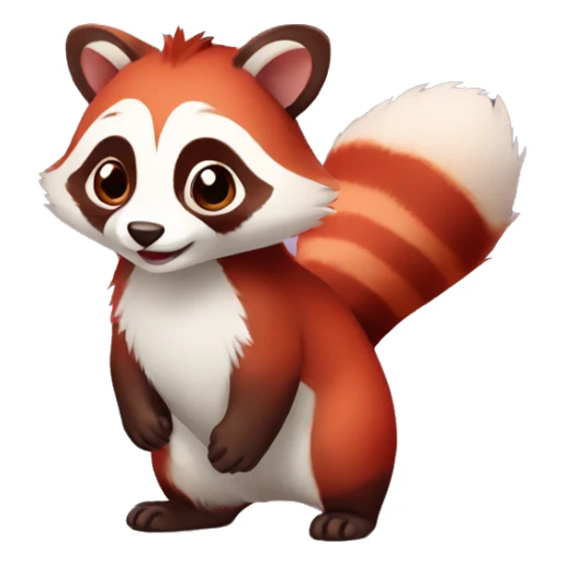 Cute red raccoon-panda-hybrid full body sticker