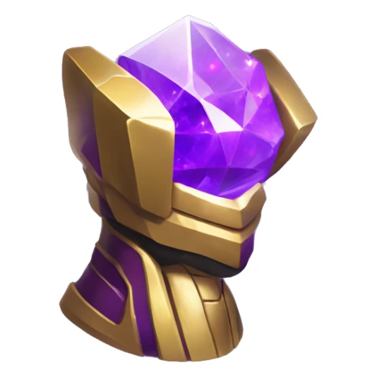 Thanos holding small glowing purple crystal, iOS emoi style art  sticker