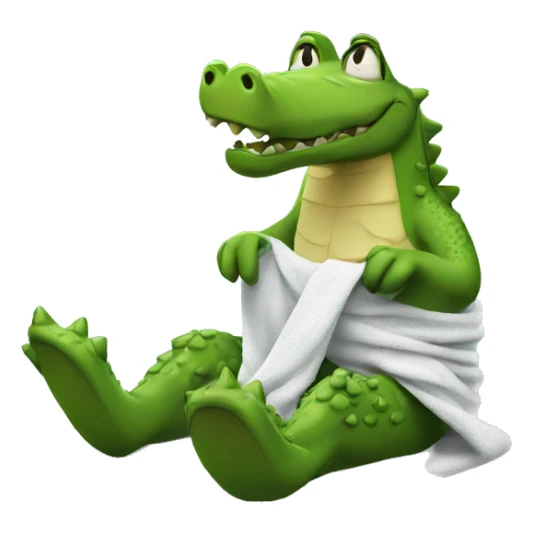 Sad Crocodile with Towel at the Beach  sticker