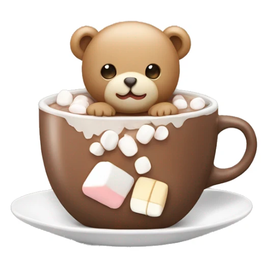 Baby Teddy bear in a Cup of hot chocolate with marshmallows on its head  sticker