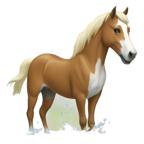 A horse with a dog leg swimming  sticker