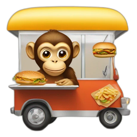 Monkey on a Foodtruck with a Burger  sticker