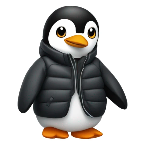 pinguin wearing a north face puffer jacket sticker
