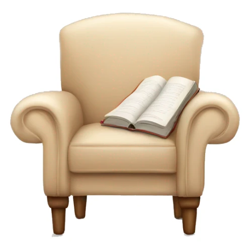Simple Beige Armchair with blanket and open book on it sticker