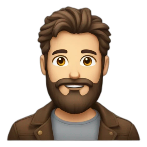 homme barbe et longs cheveux bruns sticker