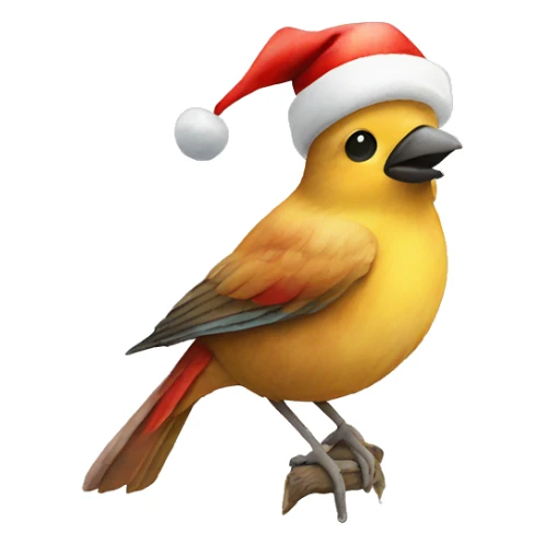 Watercolor Bird with Santa hat sticker