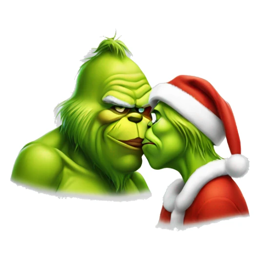 santa claus kissing grinch sticker