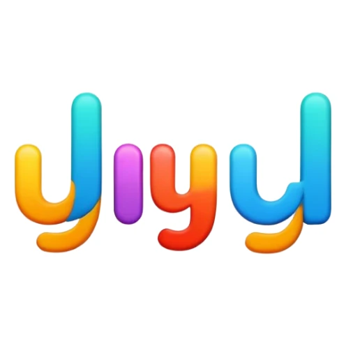 word UYI in bold colorful font as single unit sticker