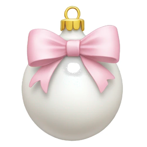 Plain White Christmas ornament with a light pink bow on top sticker