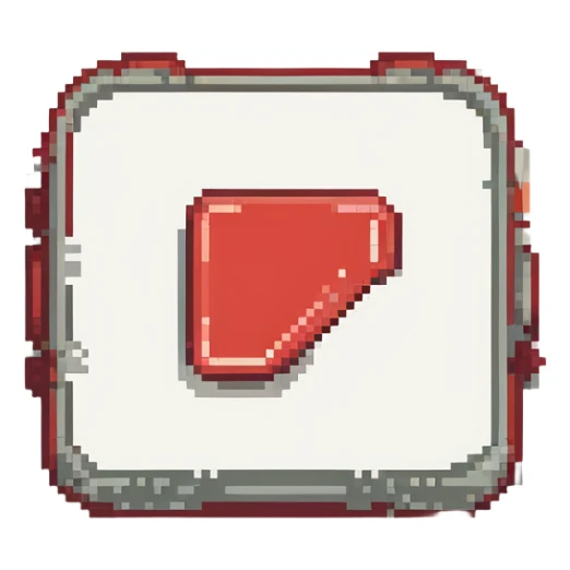 pixel art YouTube logo, retro style, red and white, iconic play button sticker
