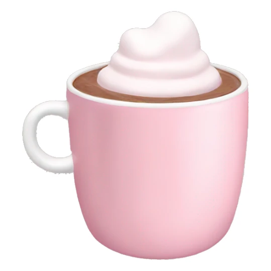 Aesthetic hot chocolate in light pink cup marshmallow  sticker