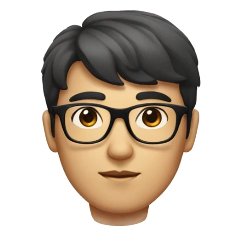 guy with thick eyebrow and lips with korean bangs and square glasses sticker