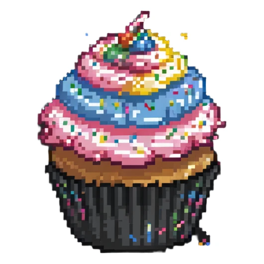 cupcake with pink frosting and rainbow sprinkles sticker