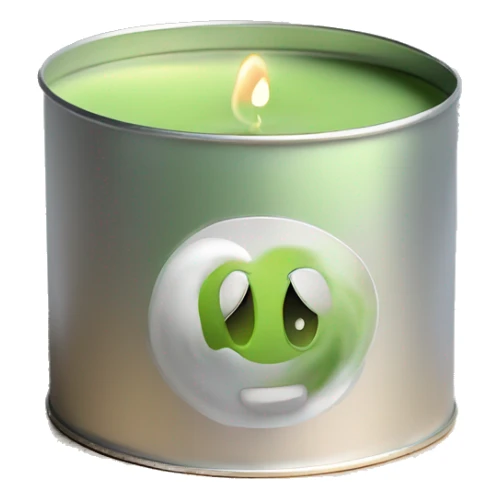 pretty matcha scented candle in silver tin realistic sticker