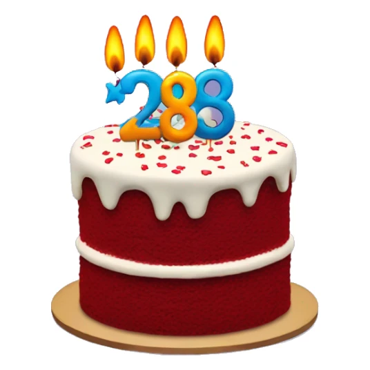 red velvet birthday cake with candles that say 28 sticker