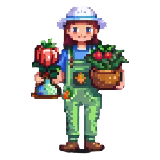 Happy gardener with trophy and prize vegetables sticker