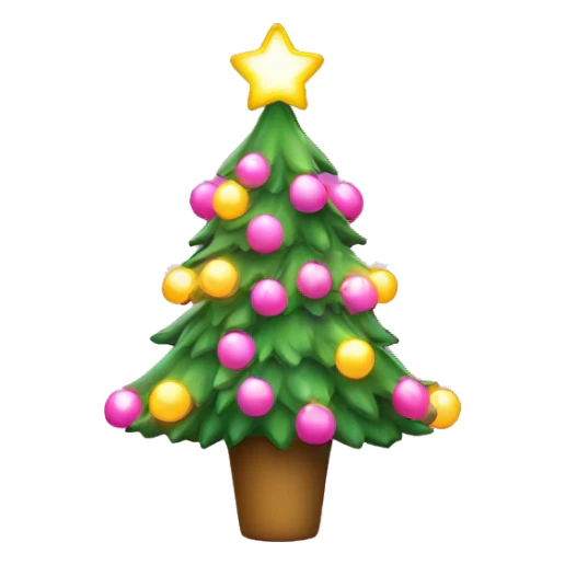 christmas tree with led lights and pink bows sticker