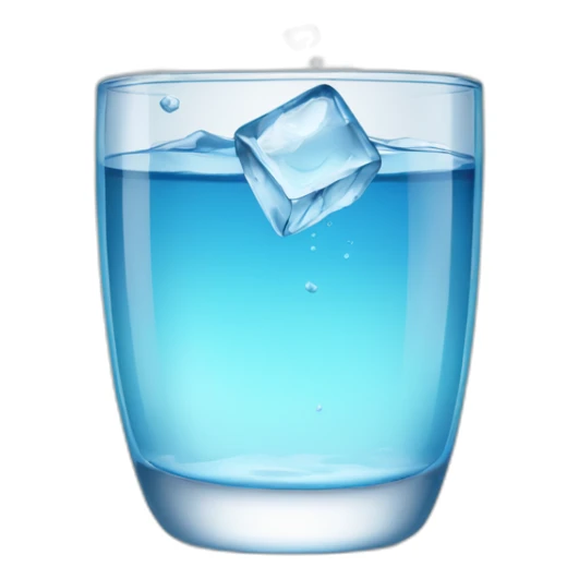 glass of water with an ice cube sticker
