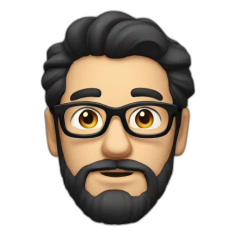 Bearded gaston Algaze with wayfarer glasses and black hair sticker
