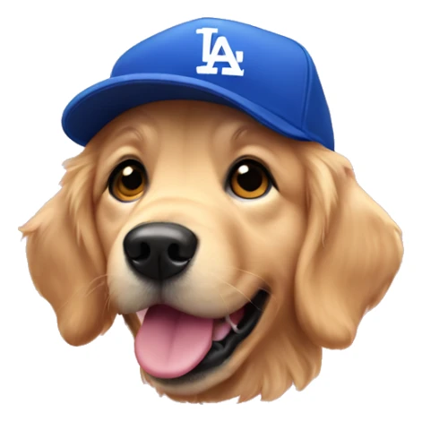 Golden retriever wearing pink dodgers hat sticker
